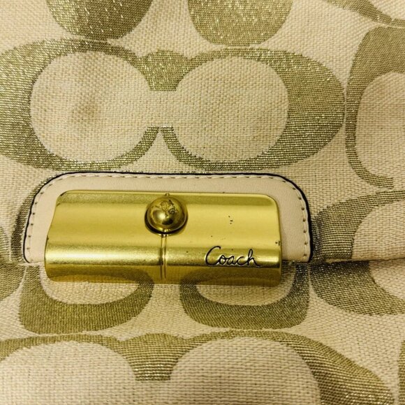 COACH Kristin Lurex Champagne Woven Hobo Shoulder Bag Purse 16806 - Picture 3 of 4